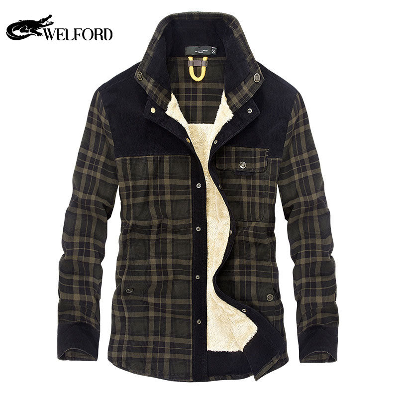 Men's long sleeve plaid shirt casual jacket for men
