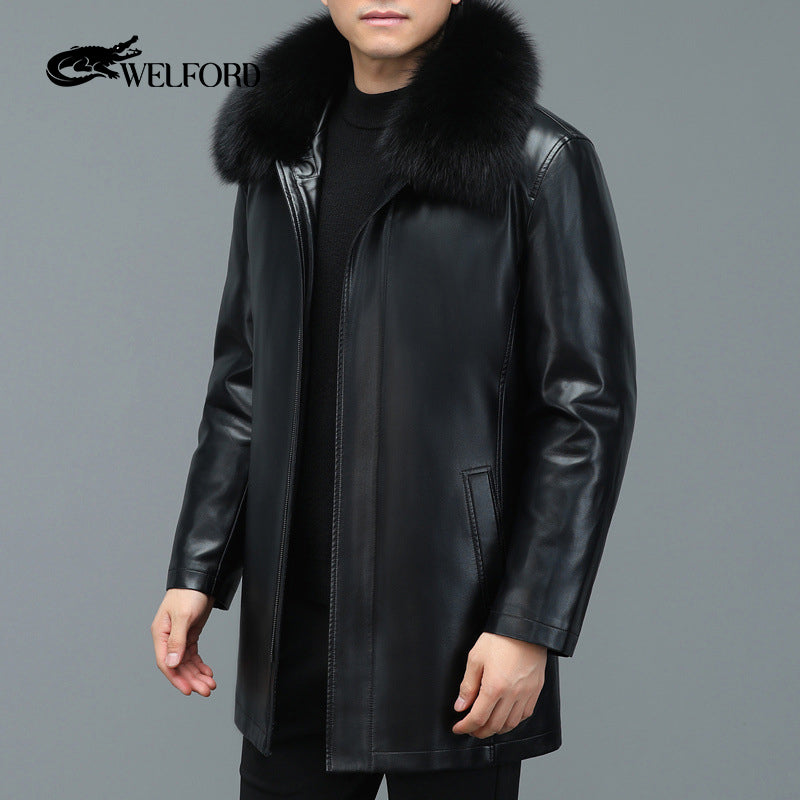 Men's down jacket fox fur collar warm jacket