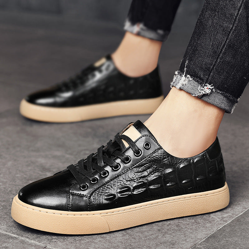 Men's crocodile leather cushion shoes