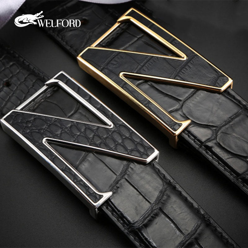 New crocodile leather men's belt business belt
