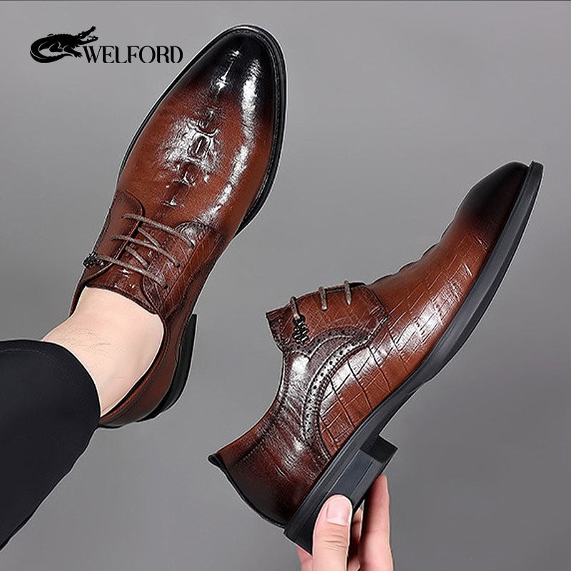 New men's business crocodile pattern leather shoes