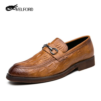 New fashionable men's crocodile pattern leather shoes