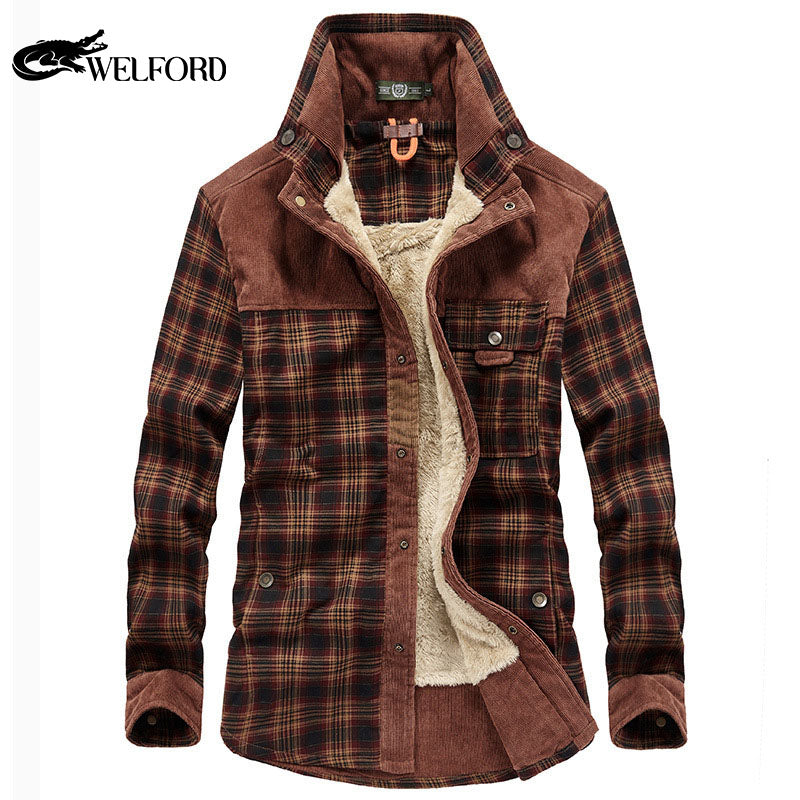 Men's long sleeve plaid shirt casual jacket for men
