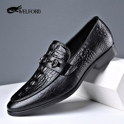 Classic men's crocodile leather shoes