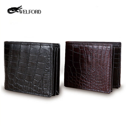 Men's multi-card slot crocodile leather wallet